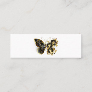 Carte De Visite Mini Papillon à fleurs d'or avec orchidée noire