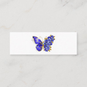Carte De Visite Mini Papillon saphir à fleurs