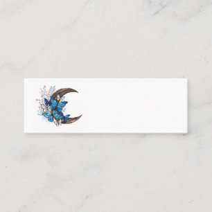 Carte De Visite Mini Papillons bleus sur croissant en bois