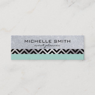 Carte De Visite Mini Parties scintillant avec Motif Chevron en argent v