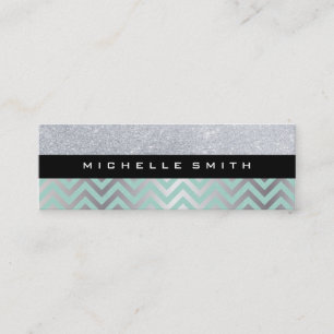 Carte De Visite Mini Parties scintillant avec Motif Chevron en argent v
