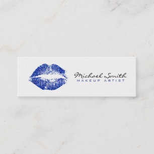 Carte De Visite Mini Parties scintillant bleue lèvres stylisées maquill