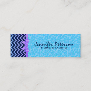 Carte De Visite Mini Parties scintillant colorée Bleu Chevron Bleu Dama