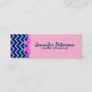 Carte De Visite Mini Parties scintillant colorée Bleu Chevron rose Dama
