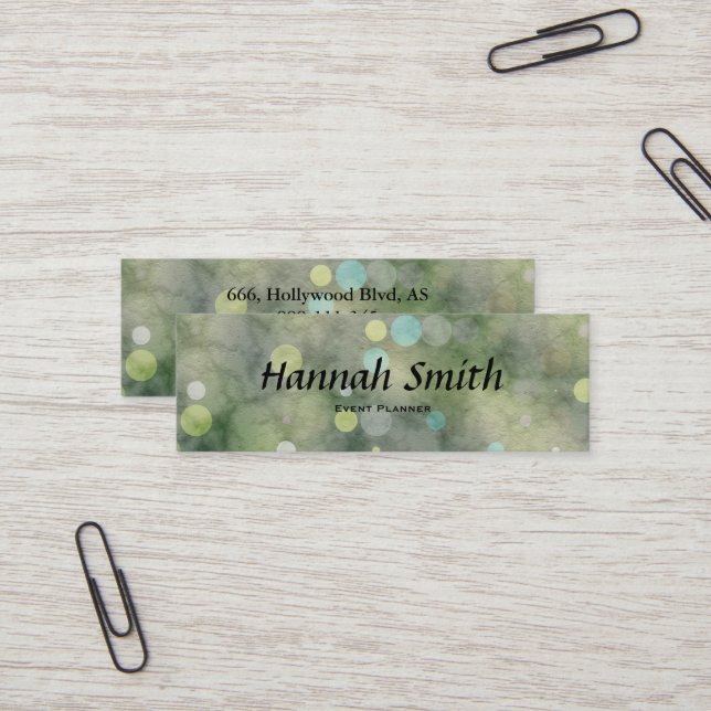 Carte De Visite Mini Parties scintillant de luxe moderne et élégante (Devant/Arrière en situation)