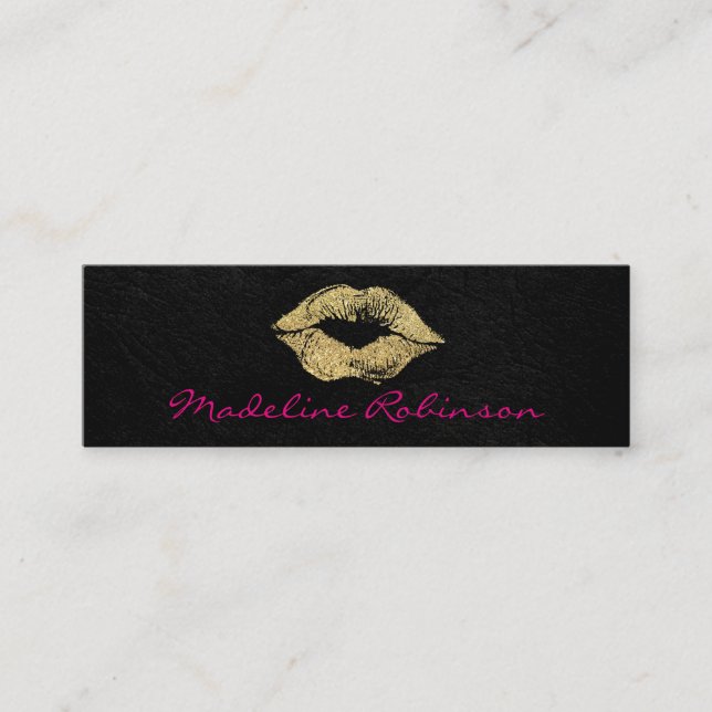 Carte De Visite Mini Parties scintillant d'or Glamor Faux Kiss (Devant)