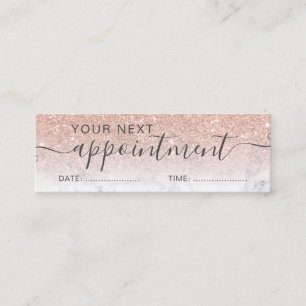 Carte De Visite Mini parties scintillant en or rose moderne rendez-vous