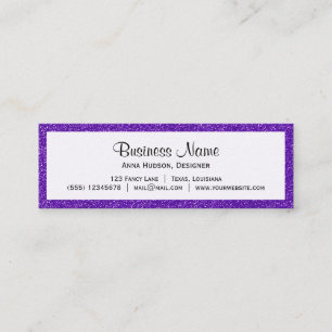 Carte De Visite Mini Parties scintillant violette, Étincelante, Arrière