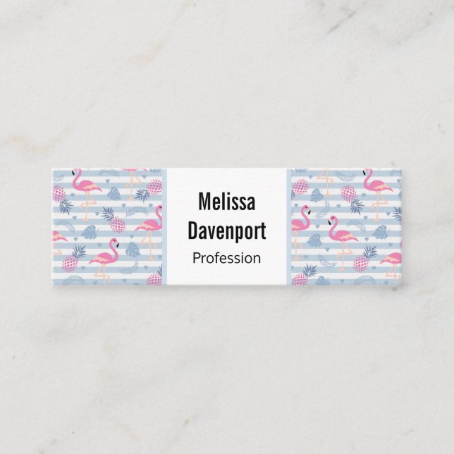 Carte De Visite Mini Patters de Whimsical Flamingo et Pineapple (Devant)