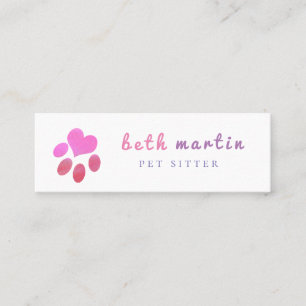 Carte De Visite Mini Pawsitively Pink Paw Heart