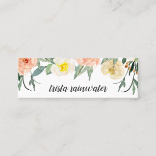 Carte De Visite Mini Peach Botanique Aquarelle Rose Florale