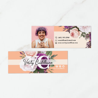 Carte De Visite Mini Peach Boutique Roses Vintages Floral Photo personn