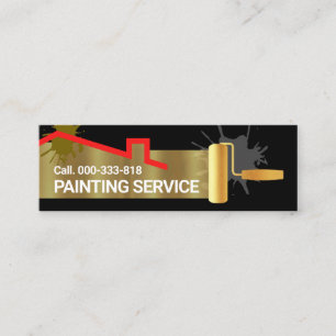 Carte De Visite Mini Peinture à pinceau à rouleaux d'or - Accueil