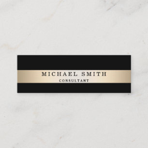 Carte De Visite Mini Personnaliser Black Faux Gold Foil rayé