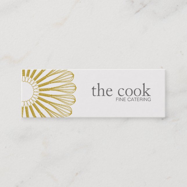 Carte De Visite Mini Personnel Chef Logo Restauration Whisk Cater (Devant)