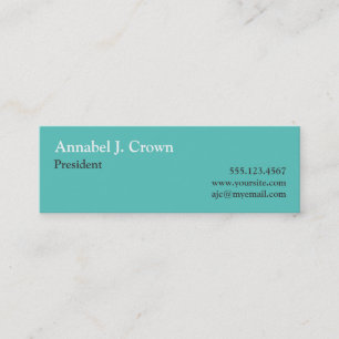 Carte De Visite Mini Petit logo de société turquoise solide traditionne