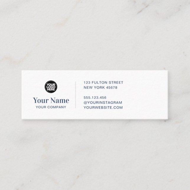 Carte De Visite Mini Petit logo d'entreprise bleu simple moderne minima (Devant)