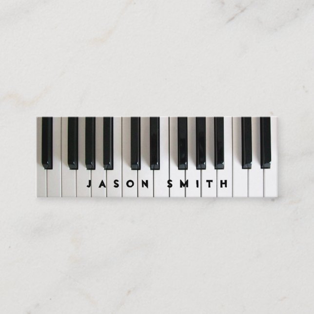 Carte De Visite Mini petite musique de piano mince (Devant)