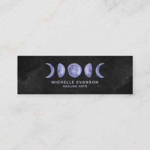 Carte De Visite Mini Phases de la lune d'aquarelle pourpre Bohème