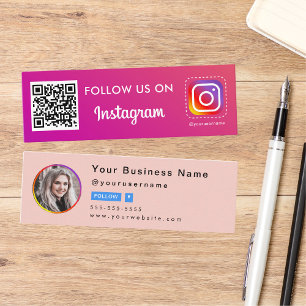 Carte De Visite Mini Photo Instagram Professionnel Suivez-Moi Qr Code