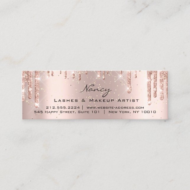 Carte De Visite Mini Photo Maquillage Artiste Eyelashes Brow Rose Gold  (Devant)