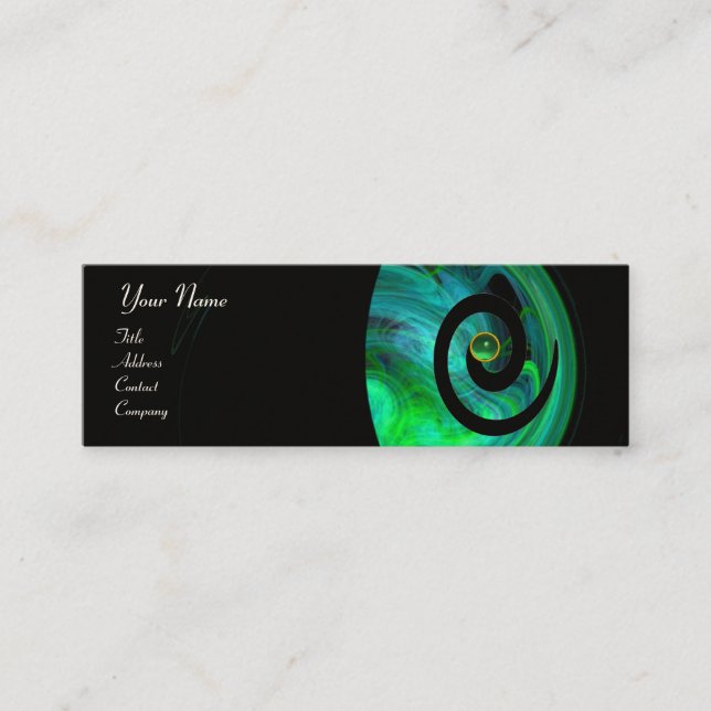 Carte De Visite Mini PHOTON SWIRL GEM MONOGRAS vert noir (Devant)