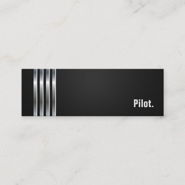 Carte De Visite Mini Pilote - Bandes d'argent noir (Devant)