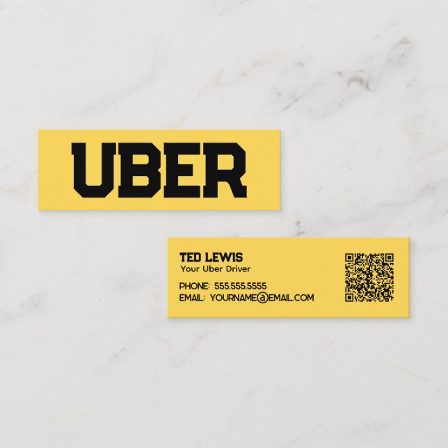 Carte De Visite Mini Pilote Uber QR (Devant / Derrière)