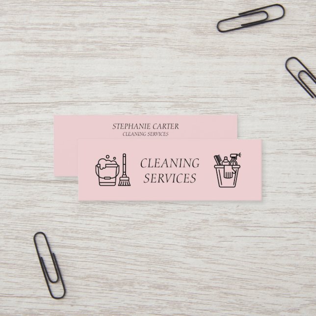 Carte De Visite Mini Pink Cleaning Services Company (Devant/Arrière en situation)