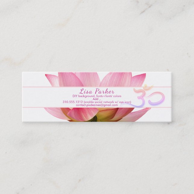 Carte De Visite Mini PixDezines sérénité lotus rose, Om yoga, guérisseu (Devant)