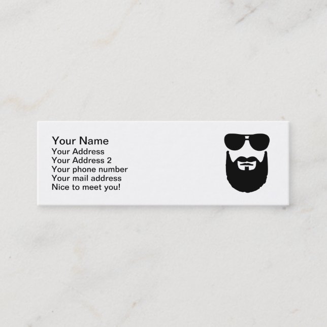 Carte De Visite Mini Pleines lunettes de soleil de barbe (Devant)