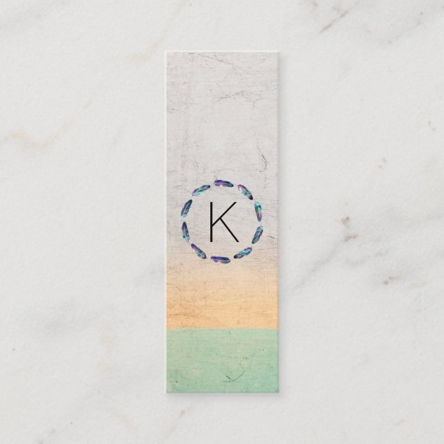 Carte De Visite Mini Plume stellaire | Monogramme (Devant)