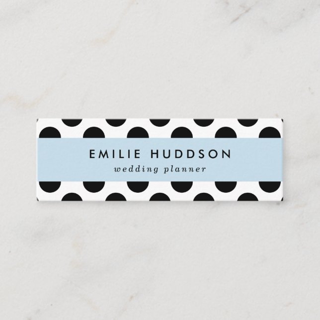 Carte De Visite Mini Pois, Motif Polka Dot, noir et blanc (Devant)