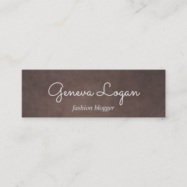 Carte De Visite Mini Police Cursive | Arrière - plan de texture Brown (Devant)