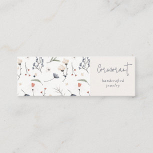 Carte De Visite Mini Porte-bouchon à oreilles à boucle bleu floral