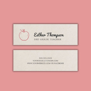 Carte De Visite Mini Professeur minimaliste de pomme rouge beige Cool
