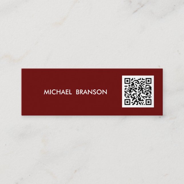 Carte De Visite Mini Professional Modern DARK RED Minimaliste QR CODE  (Devant)
