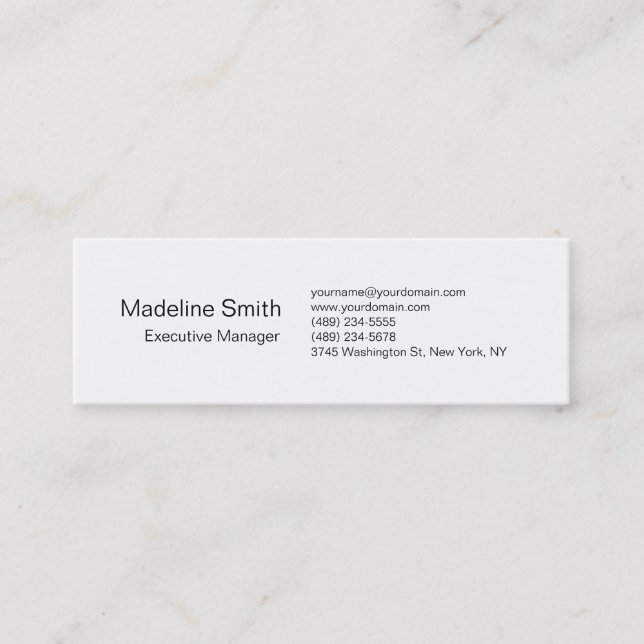 Carte De Visite Mini Professionnel blanc tendance unique moderne (Devant)