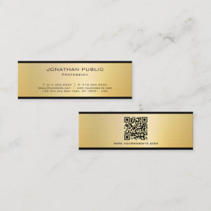 Carte De Visite Mini Professionnel Élégant Moderne Code QR Noir Et Or