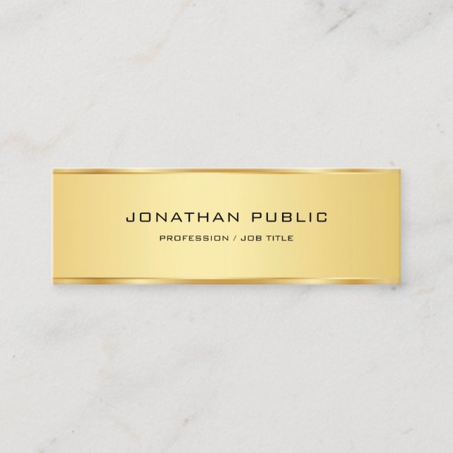Carte De Visite Mini Professionnel Gold Elegant Simple Modèle Moderne (Devant)