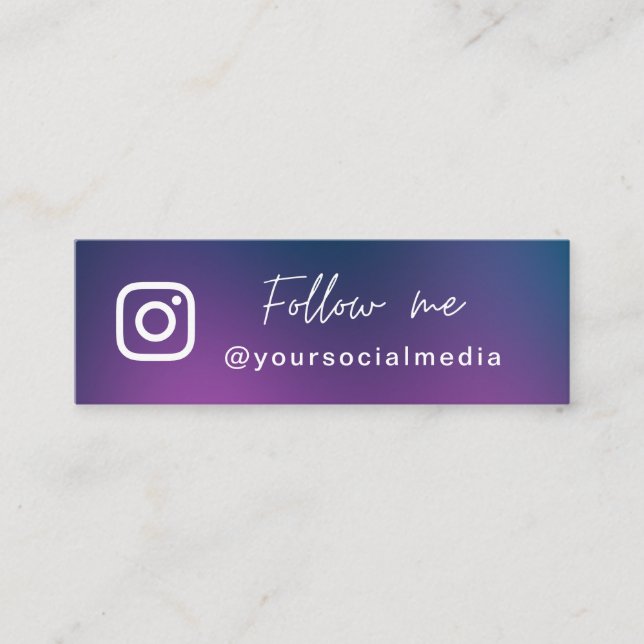 Carte De Visite Mini Purple Blue Gradient Suivre les médias sociaux Cod (Devant)