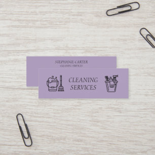 Carte De Visite Mini Purple Lilac Cleaning Services Société