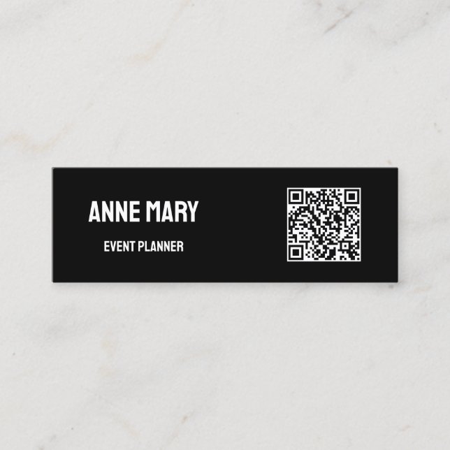 Carte De Visite Mini QR Code Black White Modern Mariage Planificateur d (Devant)