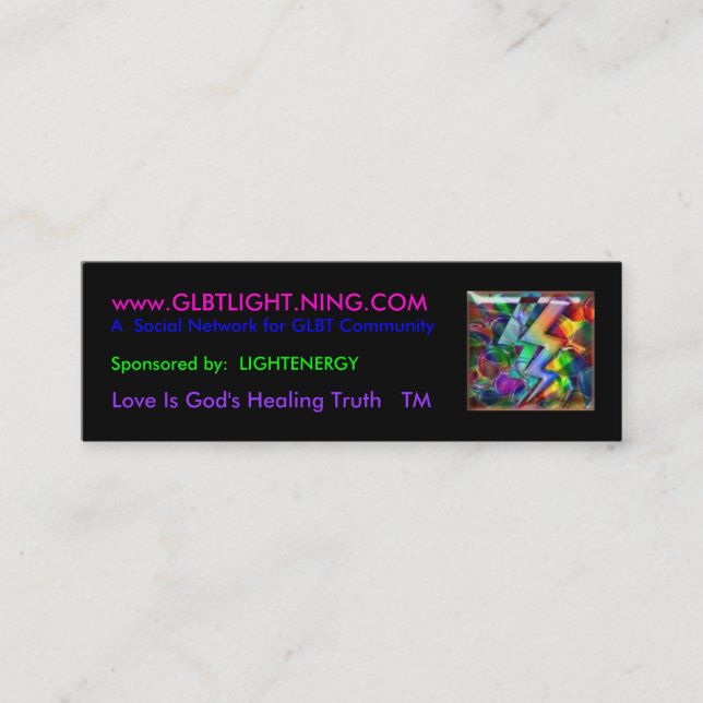 Carte De Visite Mini rainbowlight, www.GLBTLIGHT.NING.COM, un social… (Devant)
