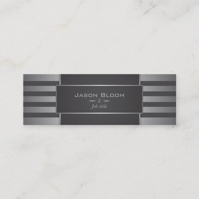 Carte De Visite Mini Rayures en acier et noires (Devant)