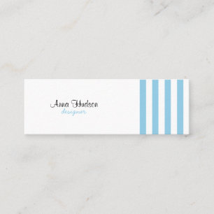 Carte De Visite Mini Rayures (lignes parallèles) - bleu blanc
