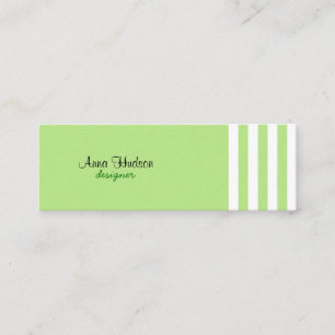 Carte De Visite Mini Rayures (lignes parallèles) - vert blanc