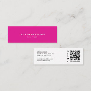 Carte De Visite Mini Réseaux Sociaux Code Qr Minimaliste Moderne Rose