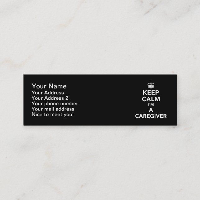 Carte De Visite Mini Restez calme Je suis un aidant (Devant)