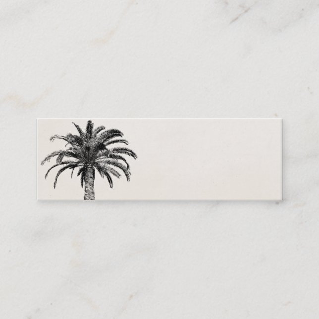 Carte De Visite Mini Rétro palmier tropical d'île en noir et blanc (Devant)